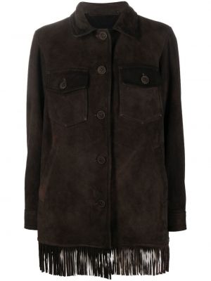 Замшевая куртка с бахромой Salvatore Santoro, коричневая