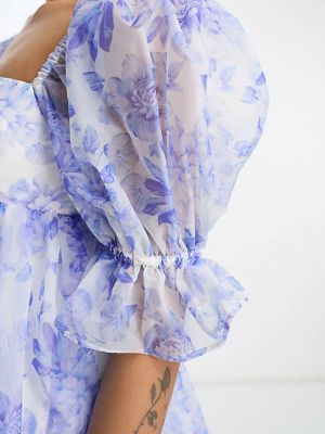 Платье мини с пышными рукавами Forever New синее