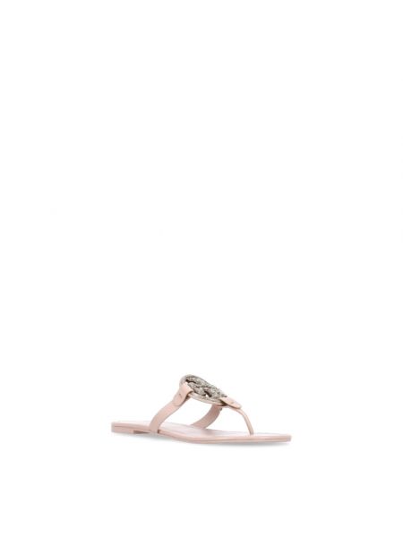 Sandalias de cuero de cristal Tory Burch rosa