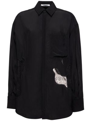 Oversized viskózová saténová košeľa Gauchere čierna