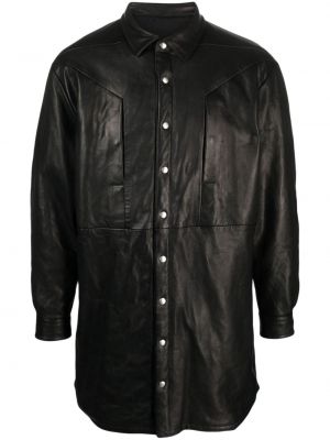 Δερμάτινο πουκάμισο Rick Owens μαύρο