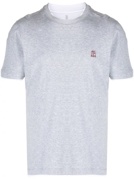 Camiseta con bordado Brunello Cucinelli gris