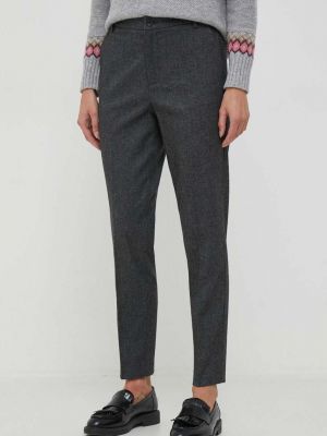 Jednobarevné kalhoty s vysokým pasem Sisley šedé
