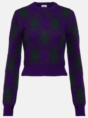 Puloverel de lână cu model argyle Burberry violet