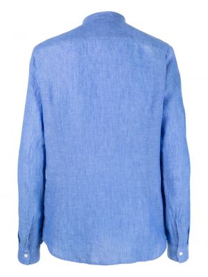 Plisovaná lněná košile Tintoria Mattei modrá
