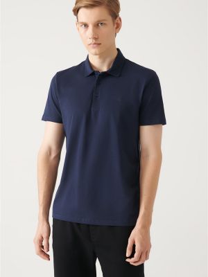 Kokvilnas polo krekls ar pogām Avva zils