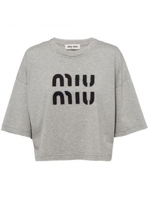 T-shirt brodé Miu Miu gris