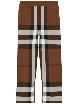 Kostkované rovné kalhoty s potiskem Burberry hnědé