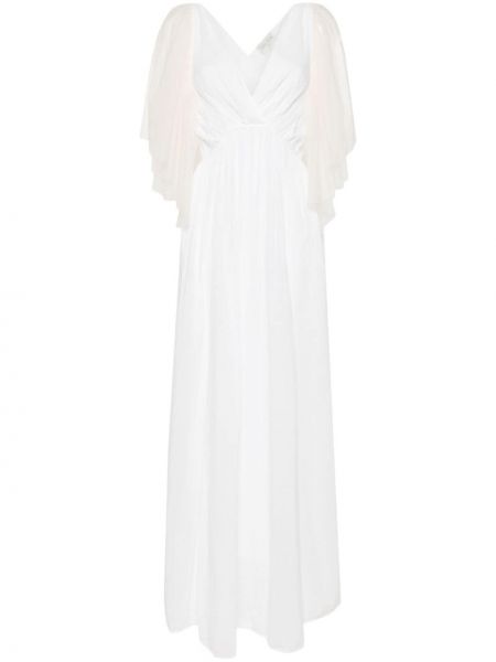 Pamučna svilena večernja haljina od tila Forte_forte bijela