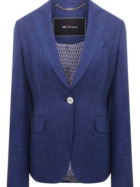 Кашемировый шелковый пиджак Kiton синий