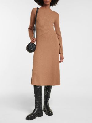 Robe mi-longue en laine Moncler marron