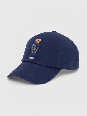 Bombažna kapa Polo Ralph Lauren modra