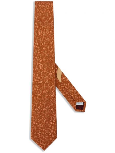 Oranžová hedvábná kravata s potiskem Ferragamo