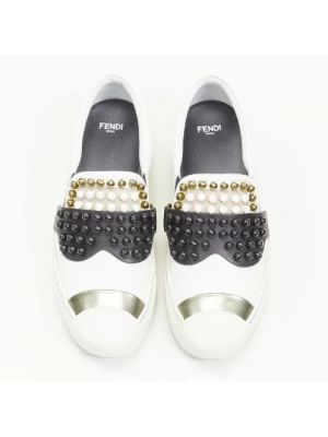 Sneakersy skórzane Fendi Vintage białe