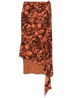 Drapované květinové midi sukně s potiskem Jade Cropper