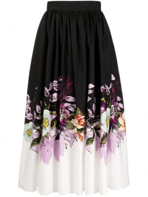 Pamučna suknja s cvjetnim printom s printom Elie Saab crna