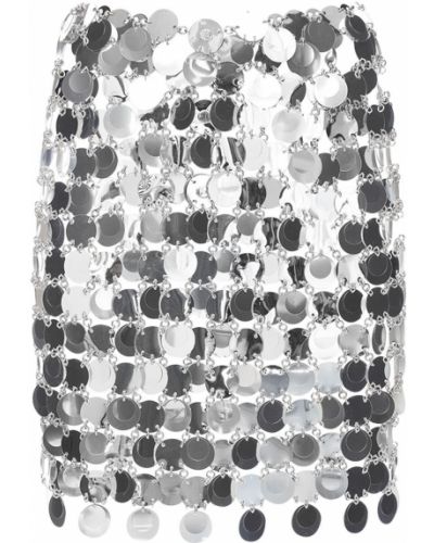 Mini sukně se síťovinou Paco Rabanne stříbrné