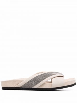 Pigget semsket skinn flip-flops Brunello Cucinelli