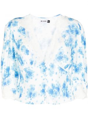 Trykt floral kort bluse Rixo blå