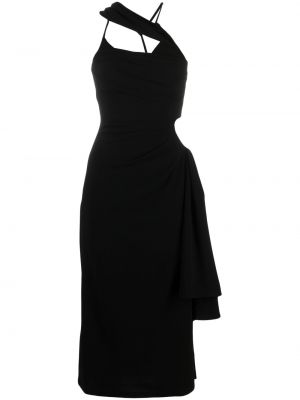 Асиметрична коктейлна рокля с драперии Jacquemus черно