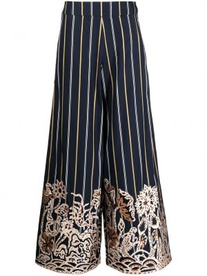Жакардови панталон на райета с принт Biyan синьо