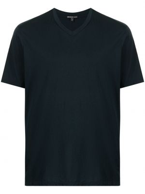 Тениска с v-образно деколте James Perse синьо