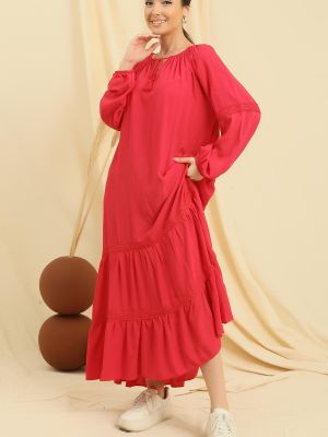 Sukienka długa z wiskozy z długim rękawem oversize By Saygı