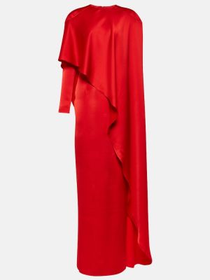 Drapované saténové dlouhé šaty Rasario červené