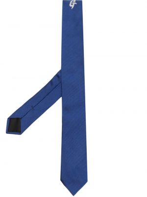 Jedwabny haftowany krawat Givenchy niebieski