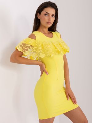 Mini šaty s volánmi Fashionhunters žltá