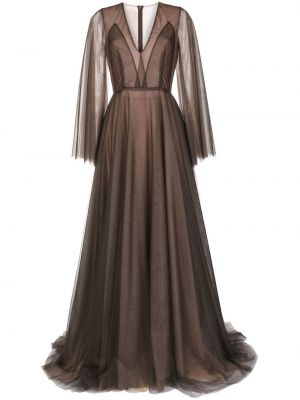 Skaidrus vakarinė suknelė Costarellos ruda