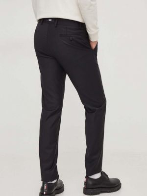 Jednobarevné vlněné kalhoty Karl Lagerfeld černé