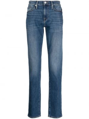 Bavlněné slim fit skinny džíny Frame modré