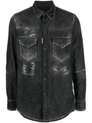 Koszula jeansowa z przetarciami Dsquared2 czarna