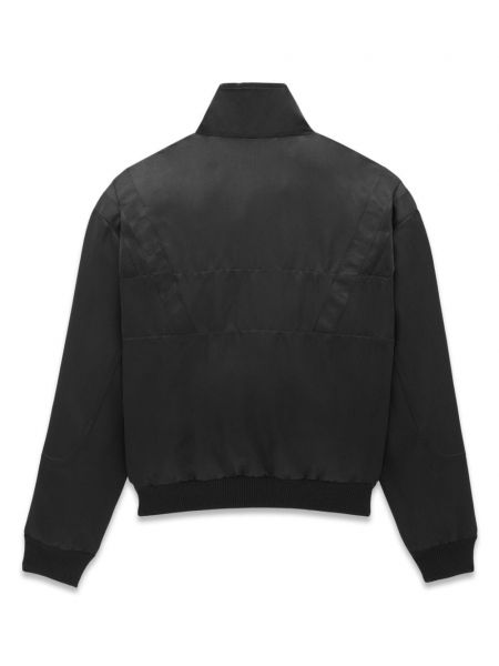 Satynowa haftowana kurtka bomber Saint Laurent czarna