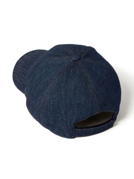 Haftowana czapka z daszkiem Miu Miu niebieska
