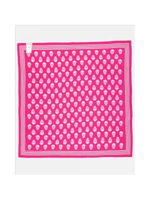 Bufanda de seda con estampado Alexander Mcqueen rosa
