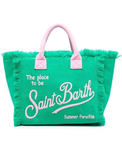 Nákupná taška s výšivkou Mc2 Saint Barth zelená