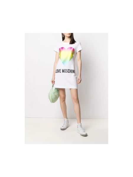 Mini vestido con estampado manga corta con corazón Love Moschino blanco