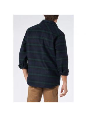 Camisa de lana a cuadros con bolsillos Mc2 Saint Barth azul