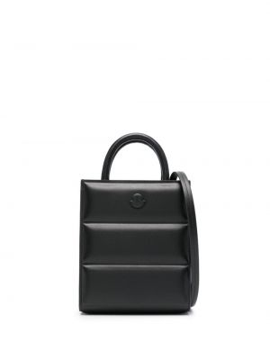 Δερμάτινη τσάντα shopper Moncler μαύρο