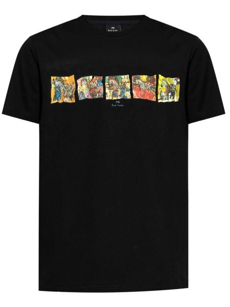 Βαμβακερή μπλούζα με σχέδιο Ps Paul Smith μαύρο