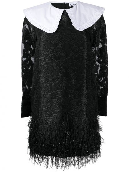Mini vestido de tejido jacquard Ganni negro
