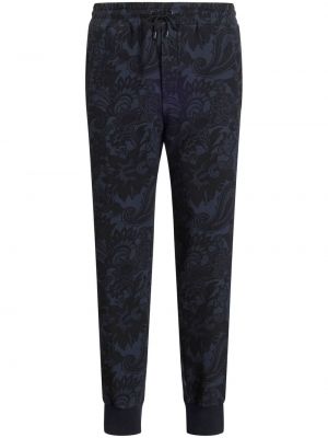 Spodnie sportowe bawełniane z nadrukiem z wzorem paisley Etro niebieskie