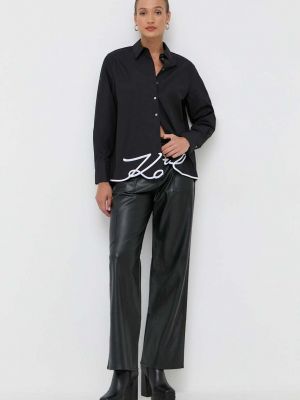 Koszula bawełniana relaxed fit Karl Lagerfeld czarna