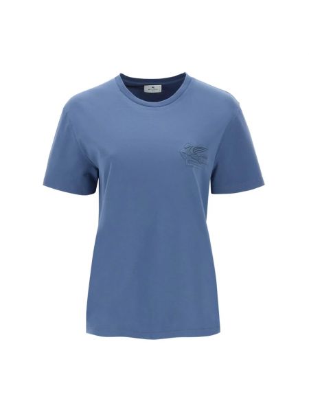 Haftowana koszulka Etro niebieska