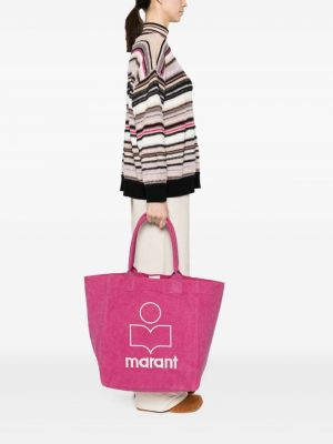 Bavlněná shopper kabelka Isabel Marant růžová