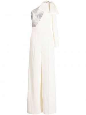 Ολόσωμη φόρμα με πετραδάκια Elie Saab λευκό