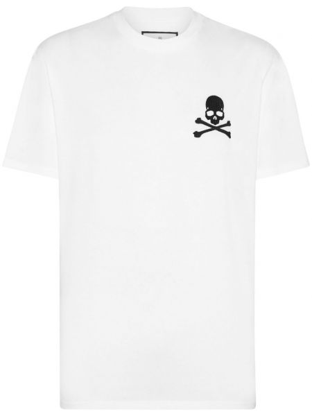 Bavlněné tričko s výšivkou Philipp Plein bílé