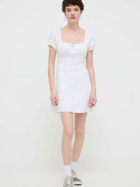 Lanena mini haljina Hollister Co. bijela